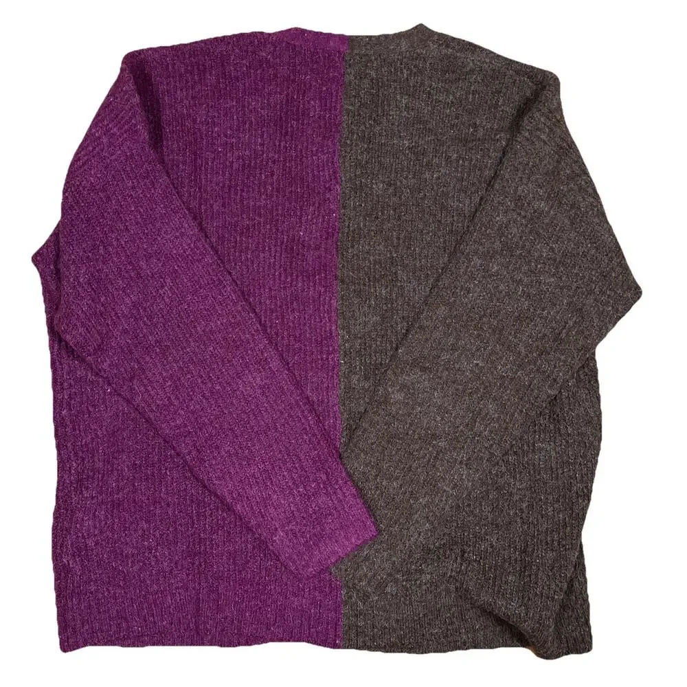 NWT Levi's Brown & Purple Split Coit Boxy Cardigan Size XL Two Tone Wool Acrylic